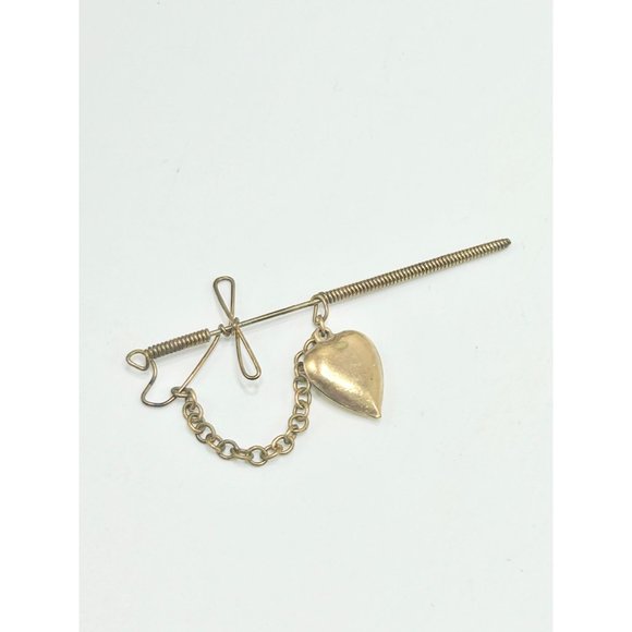Vintage Older Sword Pin Heart Charm Primitive Handcrafted Wire Wrapped Jewelry - Picture 3 of 6